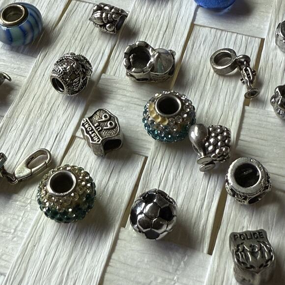 Lot of 20 Sterling Silver Chamilia Charms Beads Different Designs Plus READDD - Picture 2 of 5